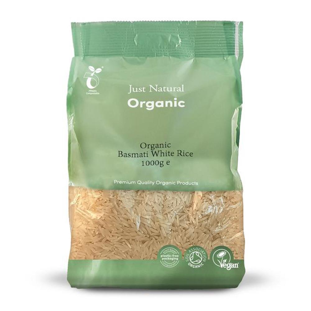 Just Natural Organic White Basmati Rice 1kg Garage Whole Foods